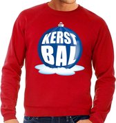 Foute kersttrui kerstbal blauw op rode sweater voor heren - kersttruien L