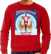 Foute Kersttrui / sweater - History repeats man with beard talks too much - rood voor heren - kerstkleding / kerst outfit XL
