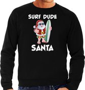 Surf dude Santa fun Kerstsweater / Kerst trui zwart voor heren - Kerstkleding / Christmas outfit XXL