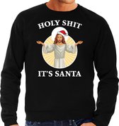 Holy shit its Santa foute Kerstsweater / Kerst trui zwart voor heren - Kerstkleding / Christmas outfit XXL