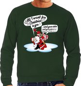 Foute Kersttrui / sweater - Zingende kerstman met gitaar / All I Want For Christmas - groen voor heren - kerstkleding / kerst outfit M