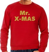 Foute Kersttrui / sweater - Mr. x-mas - goud / glitter - rood - heren - kerstkleding / kerst outfit S