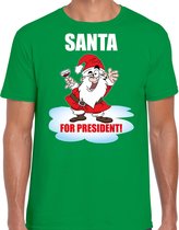 Santa for president Kerstshirt / Kerst t-shirt groen voor heren - Kerstkleding / Christmas outfit XL
