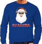 Foute Kersttrui / sweater - DJ santa met koptelefoon techno / house / hardstyle/ r&b / dubstep - blauw voor heren - kerstkleding / kerst outfit XL