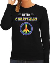Merry Christmas peace foute Kersttrui - zwart - dames - Kerstsweaters / Kerst outfit XL