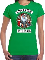 Fout Kerstshirt / Kerst t-shirt Dont fuck with Santa groen voor dames - Kerstkleding / Christmas outfit L