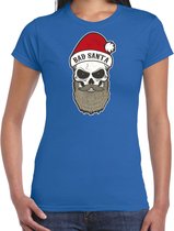 Bad Santa fout Kerstshirt / Kerst t-shirt blauw voor dames - Kerstkleding / Christmas outfit M