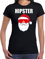 Fout Kerstshirt / Kerst t-shirt Hipster Santa zwart voor dames- Kerstkleding / Christmas outfit L