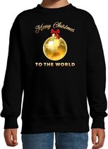 Bellatio Decorations kersttrui/sweater voor kinderen - Merry Christmas - wereld - zwart - Kerstdiner 134/146
