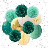 Décoration de Fête Joya ® Pompons et Lanternes Vert | Décoration | Anniversaire, anniversaire et mariage | Vert