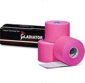 Gladiator Sports Kinesiotape - Kinesiologie Tape - Waterbestendige & Elastische Sporttape - Fysiotape - Medical Tape - 3 Rollen - Roze