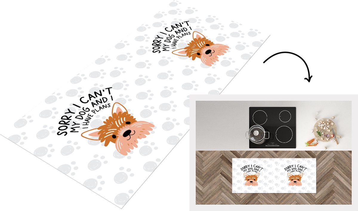 KitchenYeah Keukenloper - Loper keuken - Hond - Spreuken - Quotes - Sorry I can't my dog and I have plans - 120x50 cm - Keukenloper vinyl Multicolor