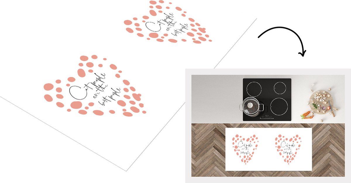 KitchenYeah Keukenloper - Loper keuken - Quotes - Huisdieren - Kat - Spreuken - Cat people are the best people - 120x60 cm - Keukenloper vinyl Multicolor