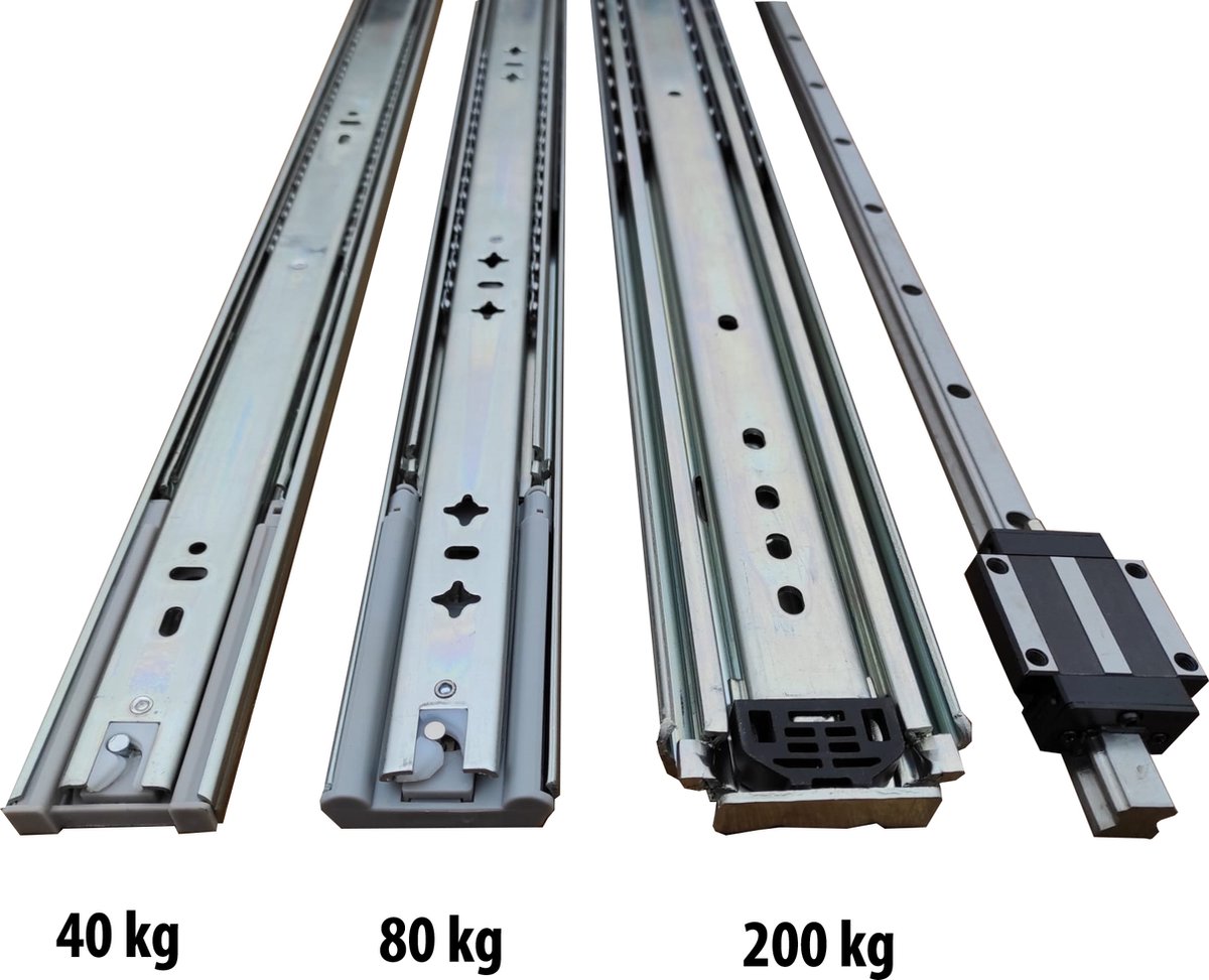 Coulisses de tiroir montées au sol 200 kg 1100 mm ensemble de
