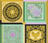 "MEDUSA HOOFD" SATIJN GLANZEND BAROK BEHANG | Design - munt lila zwart goud groen - A.S. Création Versace 5