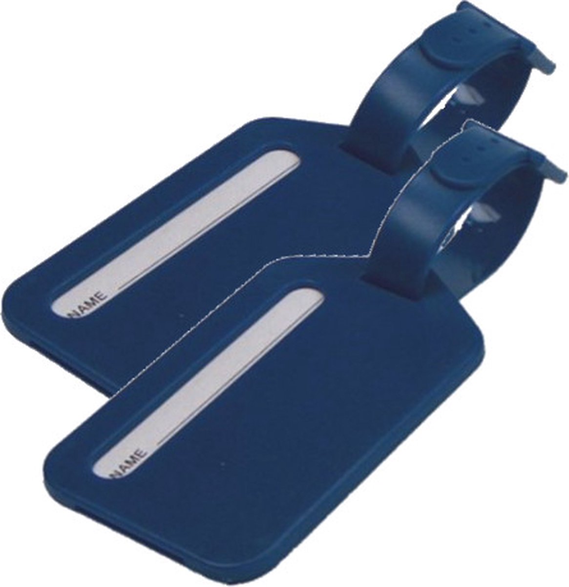 Bol.com 2x Bagagelabels met riempje - Kunststof - Blauw - Gratis Verzonden aanbieding