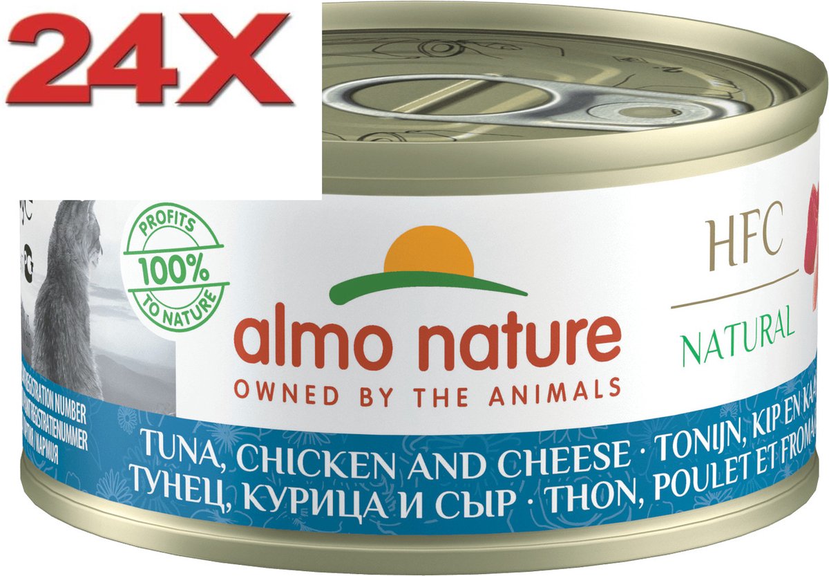 Almo Nature Almo Nature HFC - Kattenvoer - Tonijn, Kip & Kaas - 24x70gr