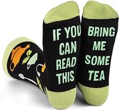 Chaussettes d'intérieur Funny Chaussettes Tea - Cute Home Socks AntiSlip Women and Men - If You Can Read This Thee - 37 à 45 - Cadeau
