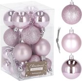 Springos Kerstballen | Kerstversiering | Onbreekbaar | 25 Stuks | 2,5 cm/4 cm | Roze Tinten