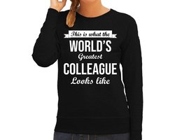 Worlds greatest colleague / collega cadeau sweater zwart voor dames - verjaardag / promotie / afscheid / kado trui XXL