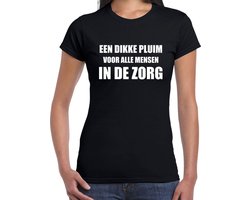 Een dikke pluim voor alle mensen in de zorg t-shirt zwart voor dames - waardering / steun shirtjes - pluim voor zorgpersoneel t-shirt XXL