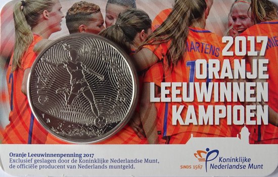 Thumbnail van een extra afbeelding van het spel Oranje Leeuwinnen Kampioen 2017 penning in coincard