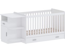 Born Lucky ® Meegroei Ledikant / Combi Ledikant Sydney Verstelbare bodem / Met Lade Wit
