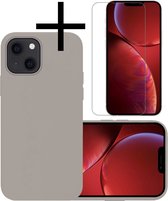 Hoes Geschikt voor iPhone 13 Mini Hoesje Cover Siliconen Back Case Hoes Met Screenprotector - Grijs