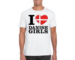 I love Danish girls t-shirt wit heren - Denemarken shirt XXL
