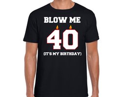 40 jaar verjaardag cadeau - t-shirt - blow me its my birthday - zwart - voor heren - 40ste verjaardag kado L