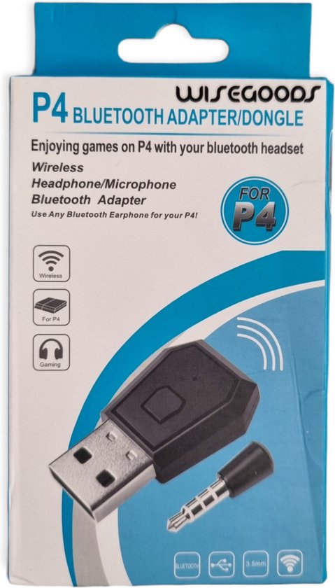 WiseGoods Bluetooth Adapter Geschikt voor PS4 - Mini USB 4.0 Bluetooth Audio Dongle - Draadloze USB-adapter voor Gaming Headset - WiseGoods