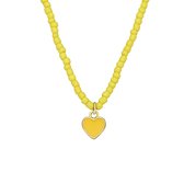 Lucardi - Dames Gele bijoux Ketting met hanger hart - Bijoux - Ketting - Cadeau - 45 cm -