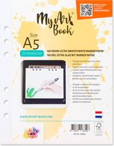 Aquarelpapier - Ultrasmooth - Glad Papier - Wit - A5 - 160 grams - Perforatiegaten - Afscheurrand - MyArtBook - 20 vellen