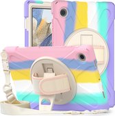 Case2go - Tablet Hoes geschikt voor Samsung Galaxy Tab A8 (2022 & 2021) - 10.5 Inch - Hand Strap Armor Case - Colorfull