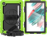 Case2go - Tablet Hoes geschikt voor Samsung Galaxy Tab A8 (2022 & 2021) - 10.5 Inch - Heavy Duty Case met Ingebouwde Screenprotector en Schouderriem - Groen