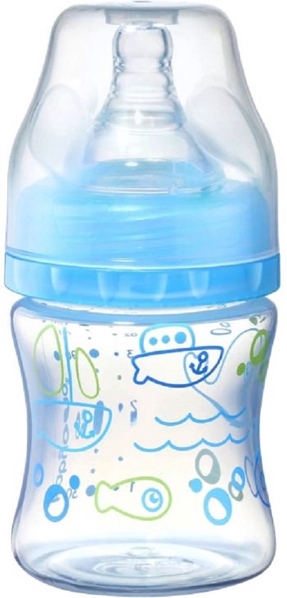 Babyflesje - Baby Ono Blauw 120 ml Brede Hals Fles 402/03