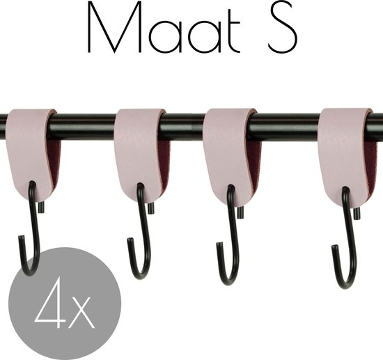 4x S-haak hangers - Handles and more® | LILAPAARS - maat S (Leren S-haken - S haken - handdoekkaakje - kapstokhaak - ophanghaken)
