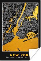 Poster New York - Stadskaart - Goud - Kaart - Plattegrond - 60x90 cm