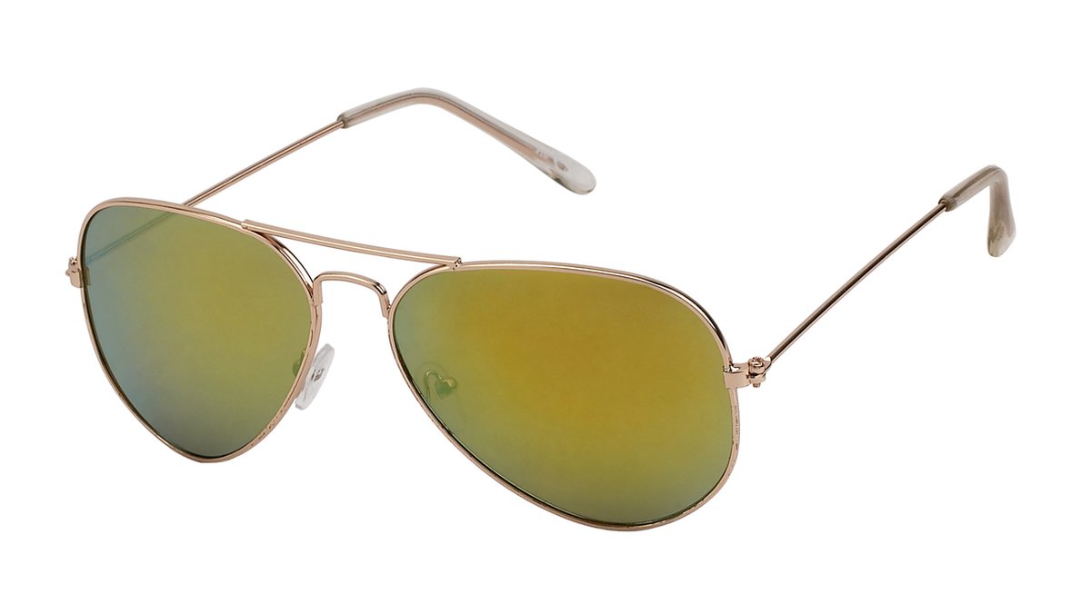 Joboly Pilotenbril Piloot Zonnebril - Goudkleurig Frame - Gele spiegelende Lenskleur - Dames en Heren