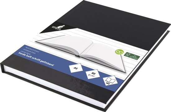 Kangaro schoolschrift - A5 - lijn - 160 pagina's - 80 grams - harde kaft - zwart - 5 stuks - K-5519-5