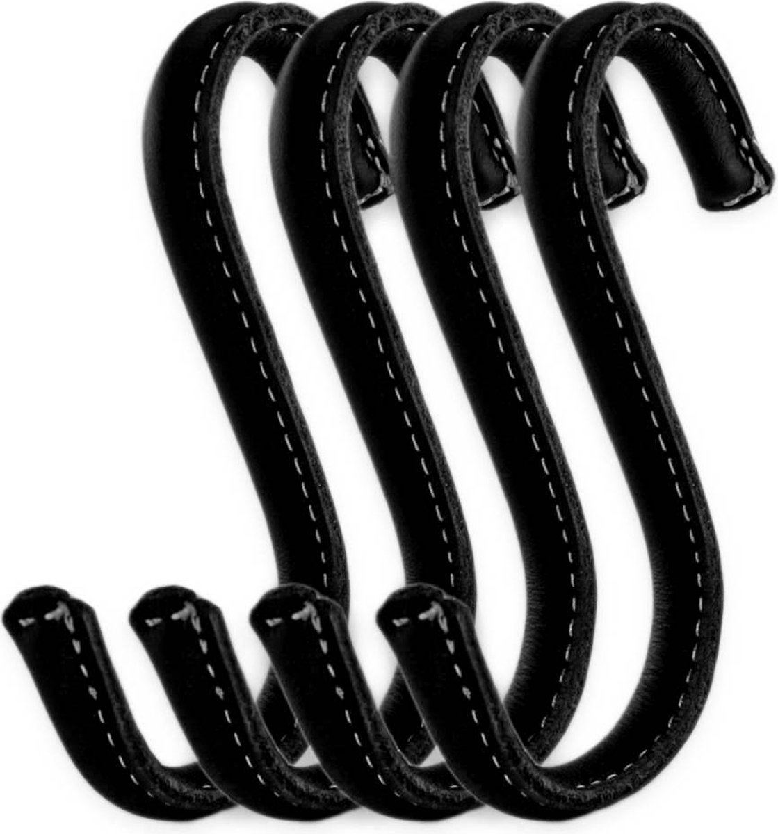 Jiujuda9 6 sets S-haken om op te hangen, S-haak met leren lus, S-vormige haken, multifunctionele PU-lederen haken voor gebruiksvoorwerpen keuken, badkamer, slaapkamer, kantoor, camping, handdoek