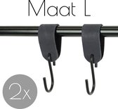 2x Leren S-haak hangers - Handles and more® | NAVY - maat L (Leren S-haken - S haken - handdoekkaakje - kapstokhaak - ophanghaken)
