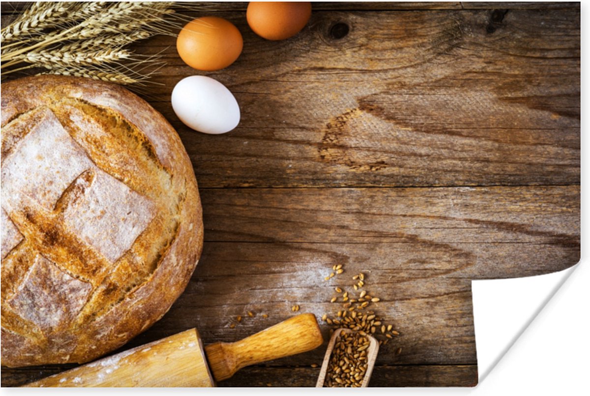 Poster Brood - Eieren - Keuken - 90x60 cm