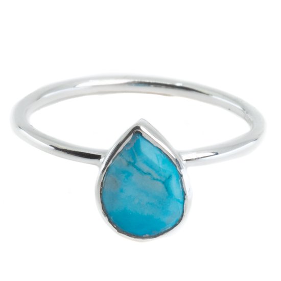 Ring Pierre Gemme Turquoise – Argent 925 – Forme Poire (Taille 17)