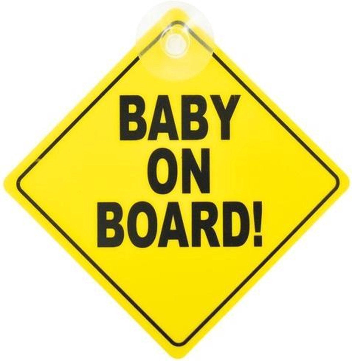 Bébé à bord sur losange PVC de 15 x 15 cm style road sign avec ventouse