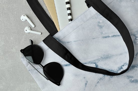 MuchoWow® Sac à bandoulière - Sac de plage - Big Shopper - Sac shopping - Marbre - Blauw - Calcaire - 45x45 cm - Sac en coton