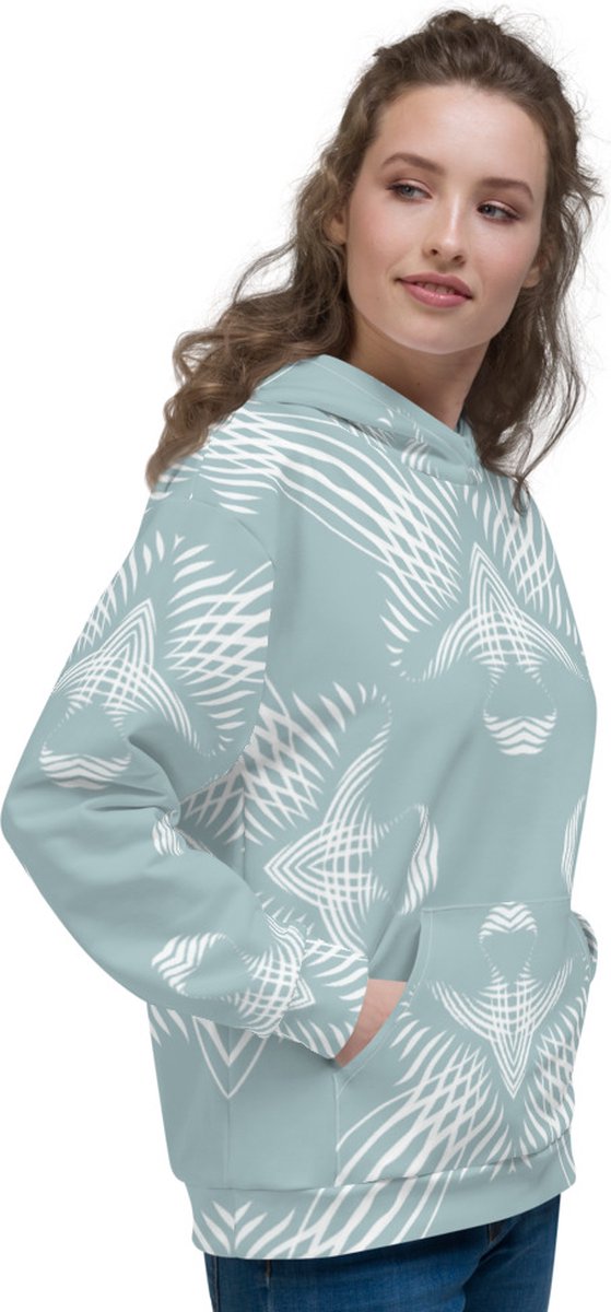 Unisex Hoodie - design Proud Pattern – unieke uitstraling – comfortabel - mintgroen wit - maat XL