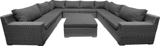 Salon de jardin / Salon 8 personnes Colorado Falcon Gris / Anthracite / Zwart | Forme en U avec coussins anthracite