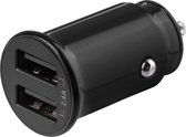 Chargeur de voiture USB Deltaco , 12/24 V, taille compacte, 12 W, 2x USB-A - Noir