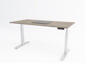 Tri-desk Premium | Elektrisch zit-sta bureau | Wit onderstel | Delano eiken blad | 180 x 80 cm
